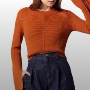 NWT | JOIE Ciaran Long Wide Slit Sleeve Knit Sweater in Umber Cinnamon Copper